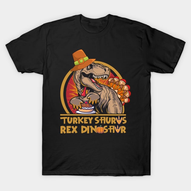 Turkey Saurus Rex Dinosaur Funny Thanksgiving T-Shirt by maximus123